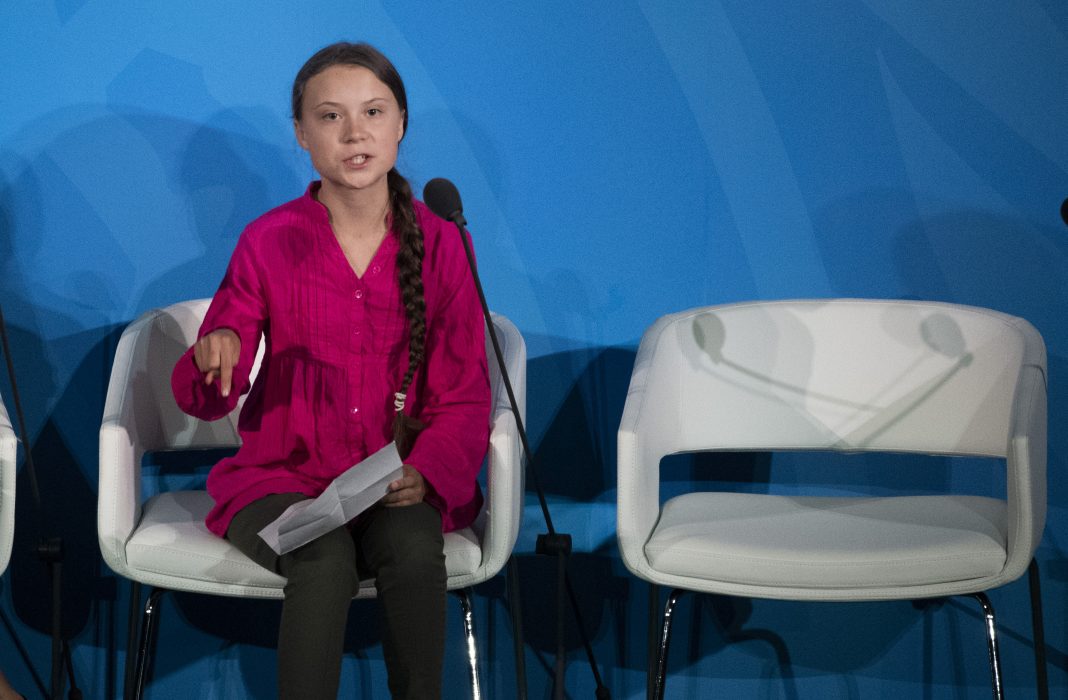 Greta Thunberg talar i FN:s generalförsamling vid öppnandet av UN Climate Action Summit 2019.