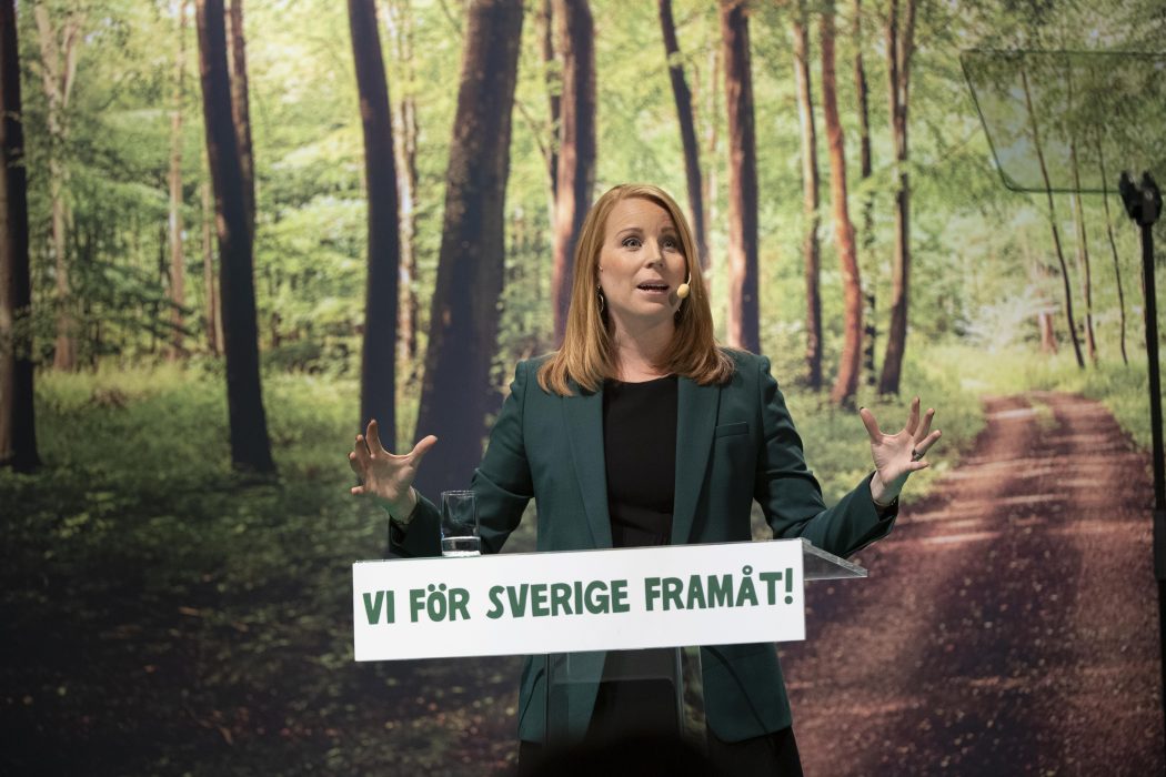 Centerpartiets partiledare Annie Lööf talar under partiets stämma på CCC i Karlstad.