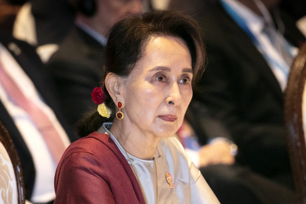Myanmars statskansler, fredspristagaren Aung San Suu Kyi.