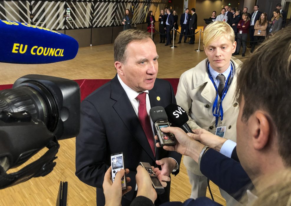 Statsminister Stefan Löfven vid EU-toppmötet i Bryssel.