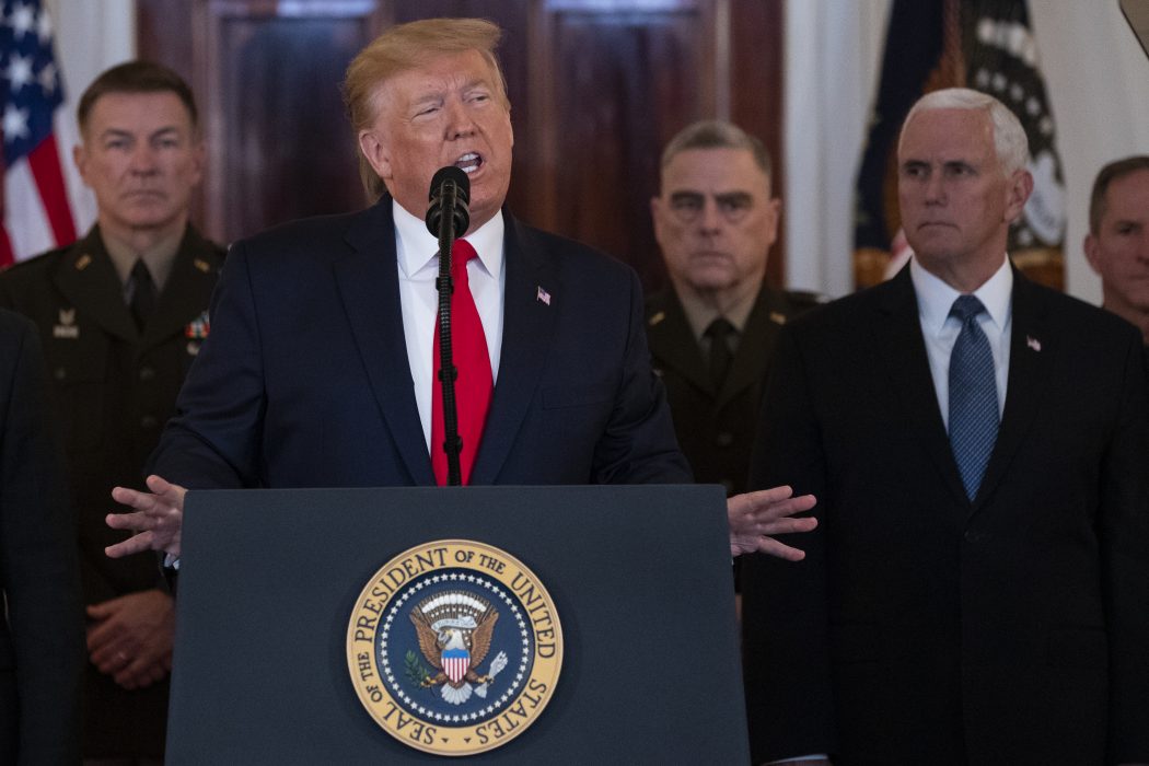 USA:s president Donald Trump talar till nationen den 8 januari, efter att Iran attackerat en amerikansk militärbas i Irak.