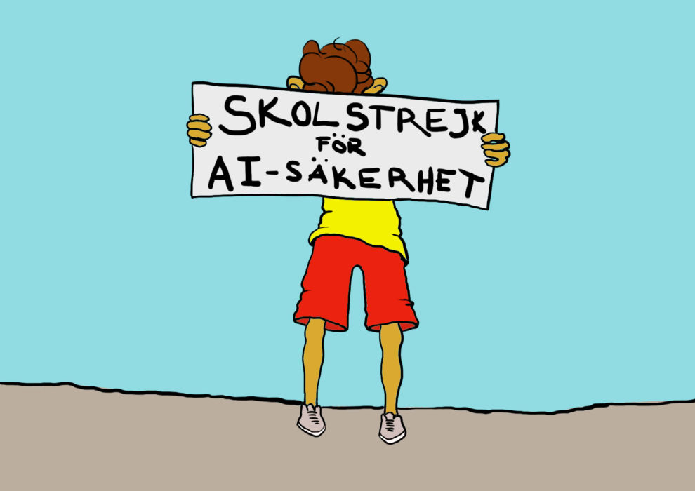 Är det såhär framtidens skolstrejker kommer att se ut? Riskerna med AI är i alla fall en viktig fråga som mänskligheten måste lära sig att hantera, menar Göran Hådén, grön skribent och samhällsdebattör.