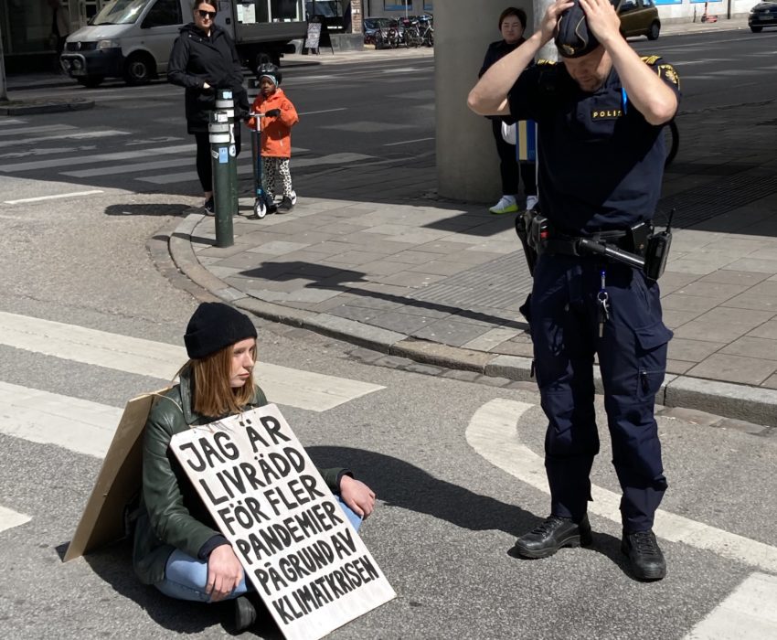 En av Extinction Rebellions aktioner, här i Malmö.