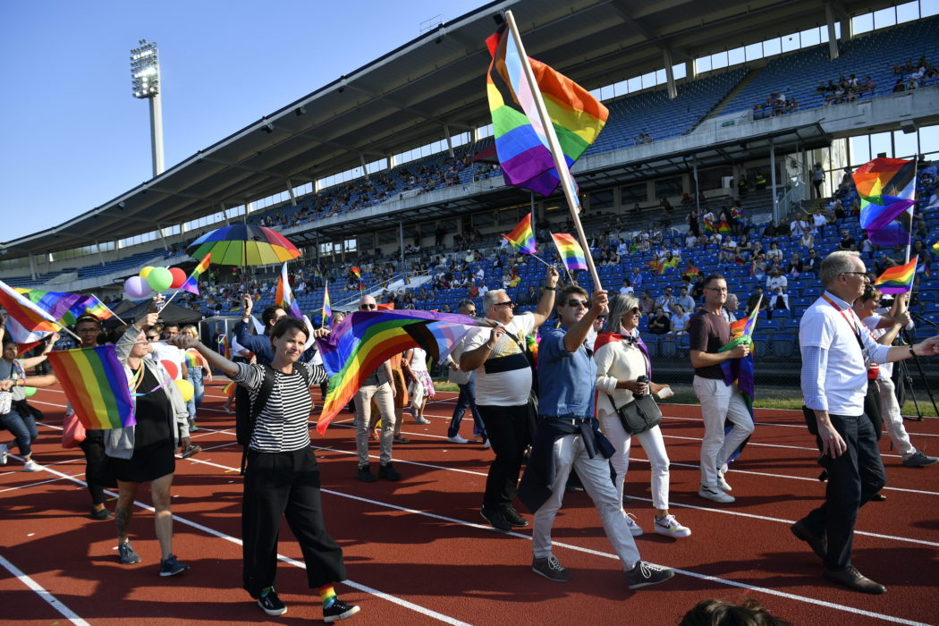 World Pride-paraden på Malmö stadion på torsdagen.