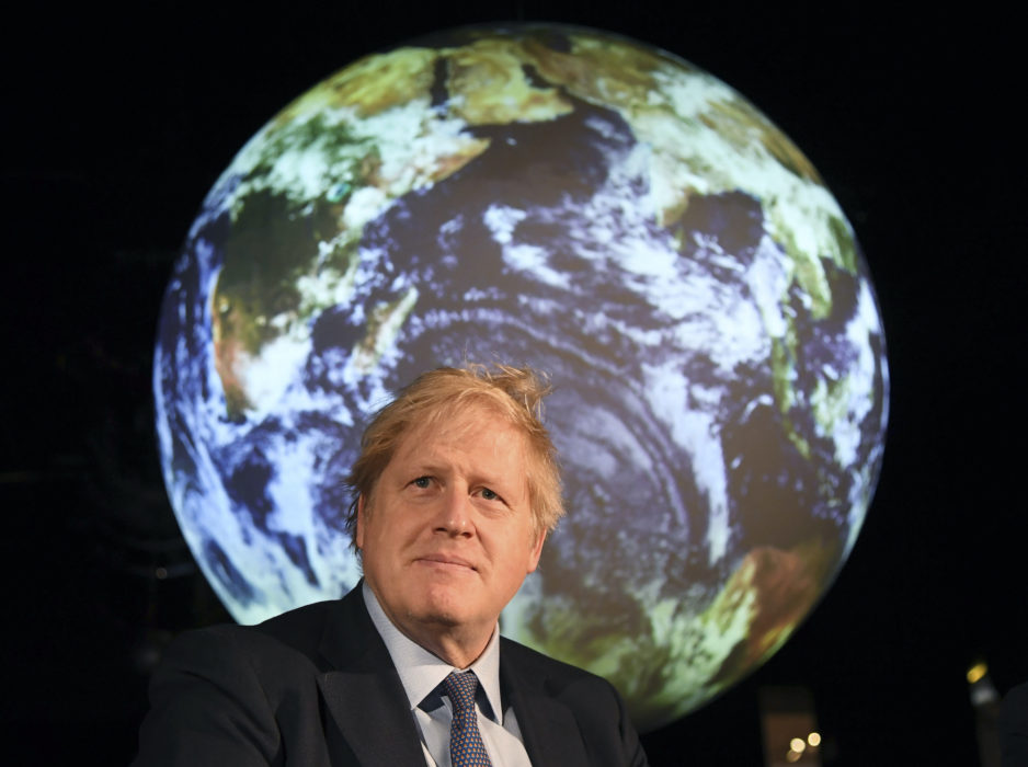 Storbritanniens premiärminister Boris Johnson i samband med en pressträff inför klimattoppmötet i Glasgow.