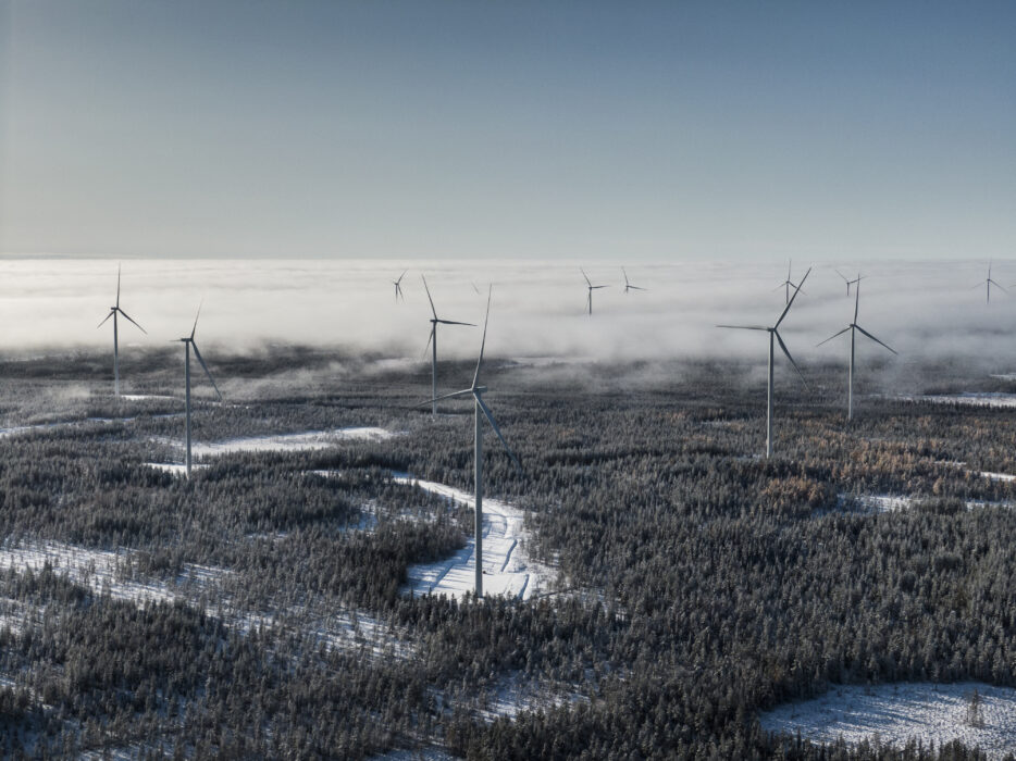 Markbygden 1101 utanför Piteå är Europas största vindkraftspark på land.