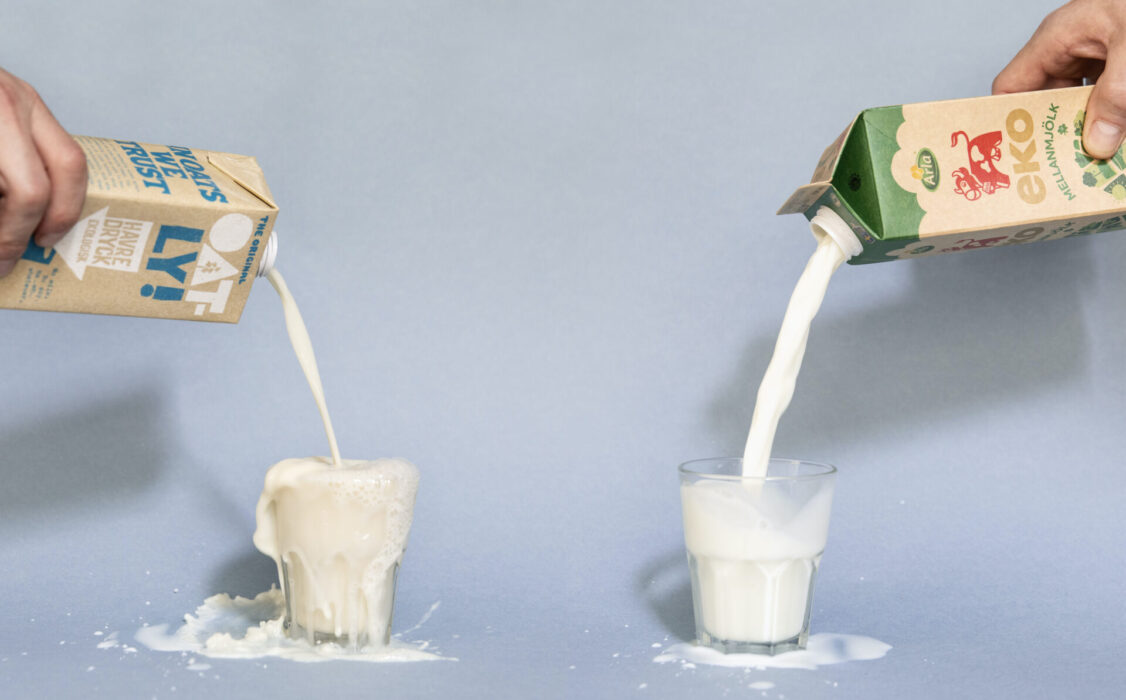 Havredryck från Oatly och mellanmjölk från Arla har testats i undersökningen.