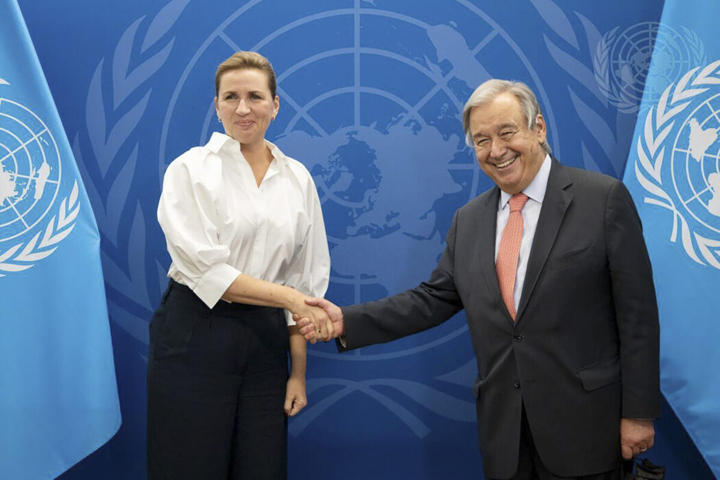 António Guterres tar emot många högt uppsatta gäster den här veckan, bland annat Danmarks statsminister Mette Frederiksen.