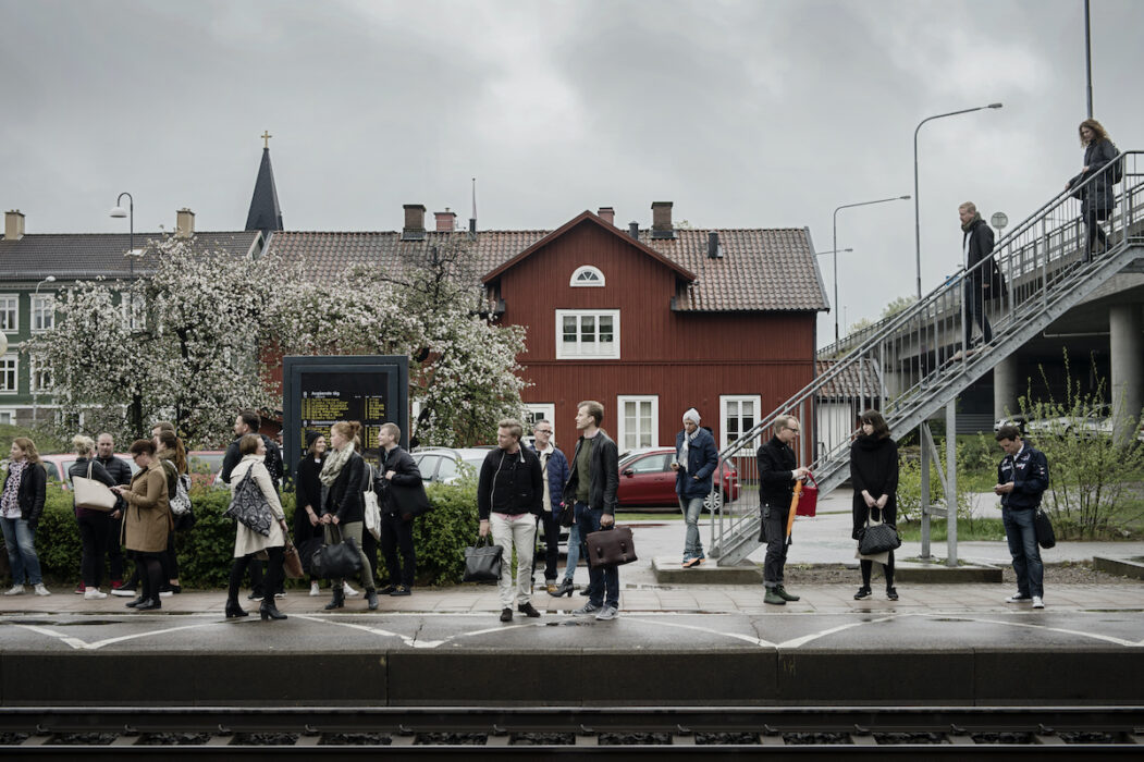 Pendlare i Älmhult.