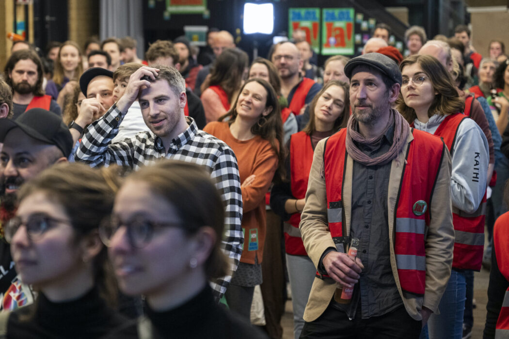 Dystert på ja-sidans valvaka i Berlin.
